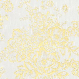 Bricoflor Metallic Tapete Elegant Vlies Textiltapete mit Blumen in Weiß Gold Textil Vliestapete Floral Ideal für Wohnzimmer und Schlafzimmer