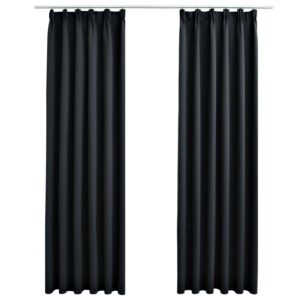 vidaXL Verdunkelungsvorhänge mit Haken 2 Stk Schwarz 140x225cm