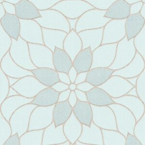 Bricoflor Florale Tapete in Pastellfarben Mosaik Vliestapete Floral mit Glitzer Effekt Vlies Mustertapete mit Blumen in Hellblau Mint