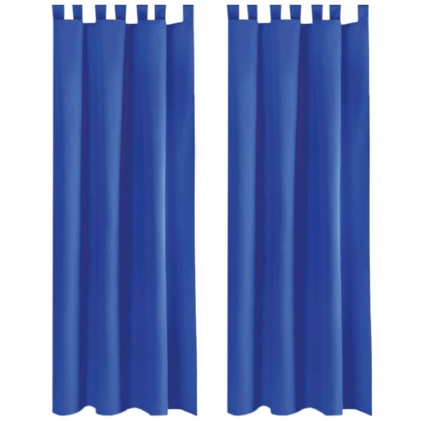 Bestlivings 2er Set Dekoschal EllenSchlaufe mit Raffhalter & Haken 140 x 145 cm Blau