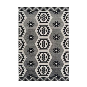 MeGusta Kurzflor Teppich EthnoDesign Grau 3DDesign 160 x 230 cm