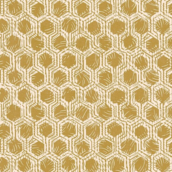 Bricoflor Goldene Tapete mit Sechseck Muster Elegante Vliestapete mit Hexagon Design Ideal für Schlafzimmer und Esszimmer Geometrische Vinyl Tapete