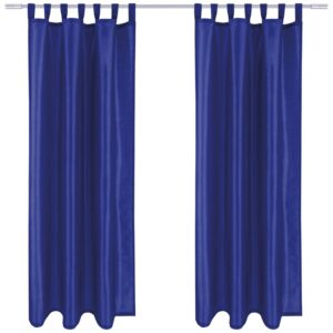 Arsvita 2er Pack Gardine Blickdicht Alessia mit Schlaufen 140 cm x 175 cm Blau