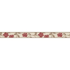 Bricoflor Tapetenbordüre mit Blumen für Schlafzimmer und Esszimmer Selbstklebende Bordüre in Rot und Beige Schmale Tapetenborte aus Vlies und Vinyl