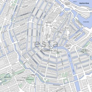 ESTAhome Fototapete Stadtplan Von Amsterdam Grau und Blau 279 x 279 cm 157712