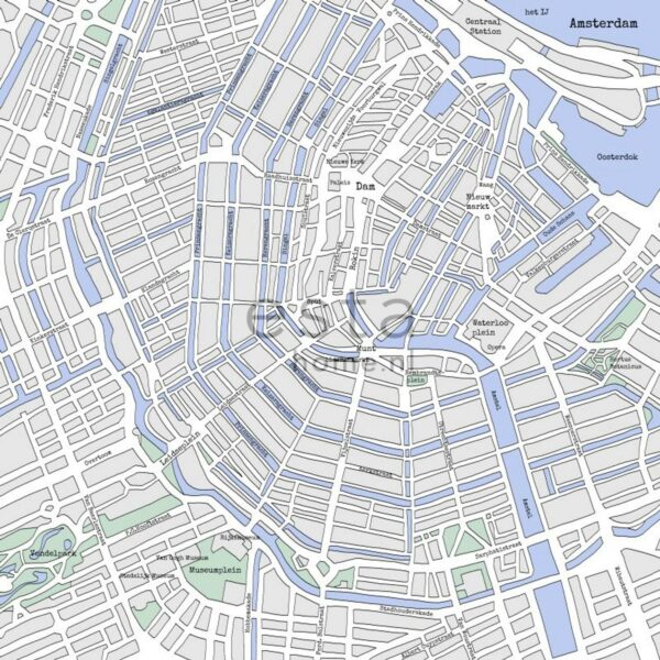 ESTAhome Fototapete Stadtplan Von Amsterdam Grau und Blau 279 x 279 cm 157712