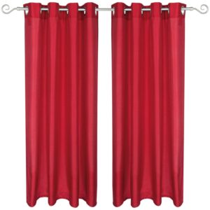 Arsvita 2er Pack Gardine Blickdicht Alessia mit Ösen 140 cm x 145 cm Rot