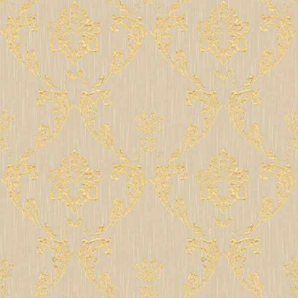 Bricoflor Ornament Tapete Beige Gold Barock Textiltapete mit Glitzer Metallic Effekt Textil Vliestapete Elegant Ideal für Wohnzimmer und Esszimmer