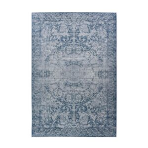 MeGusta Flachflor Teppich VintageDesign UsedLook Orientalisch Blau Polyester 80x150 cm Noelia