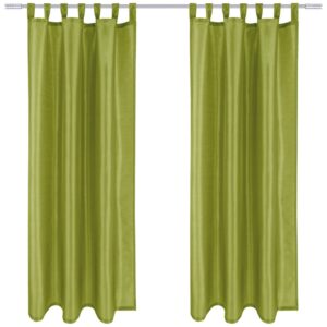 Arsvita 2er Pack Gardine Blickdicht Alessia mit Schlaufen 140 cm x 145 cm Grün