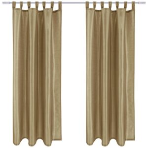 Arsvita 2er Pack Gardine Blickdicht Alessia mit Schlaufen 140 cm x 245 cm Taupe Dunkel