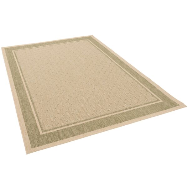 Pergamon Modern Flachgewebe Ruggy Karo Bordüre Grün Beige 80x150cm