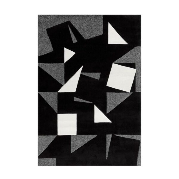 MeGusta Kurzflor Teppich Modern Schwarz - Weiß - Grau 140x200 cm Dolores