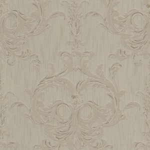 Bricoflor Barock Textiltapete in Grau Braun Textil Vliestapete mit Rokoko Ornament in Beige Elegante Tapete Royal Ideal für Wohnzimmer und Esszimmer