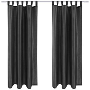 Arsvita 2er Pack Gardine Blickdicht Alessia mit Schlaufen 140 cm x 245 cm Schwarz