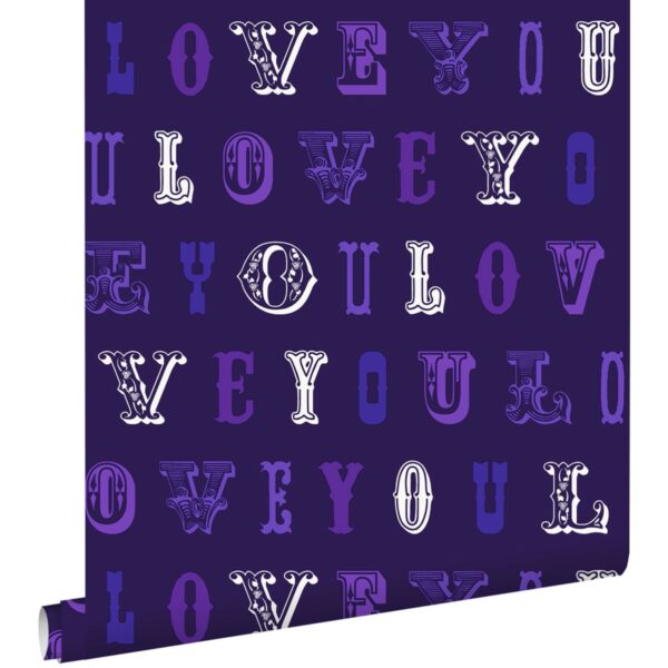 ESTAhome Tapete Love You - Sprüche Lila 53 cm x 10