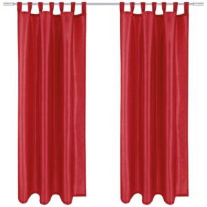 Arsvita 2er Pack Gardine Blickdicht Alessia mit Schlaufen 140 cm x 245 cm Rot