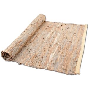 Bestlivings Flickenteppiche Leder 70 x 180 cm Beige