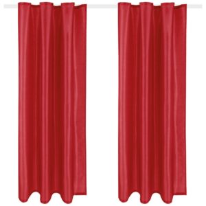 Arsvita 2er Pack Gardine Blickdicht Alessia mit Universalband 140 cm x 145 cm Rot