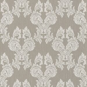 Bricoflor Neobarock Tapete Elegant Silber Graue Vliestapete mit Barock Ornament Edel Vlies Textiltapete in Hellgrau Ideal für Schlaf und Wohnzimmer