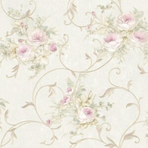 Tadessi Tapete Blumen Florentin M1 No 2113 Vliestapete Rosa Grün Floral Klassik