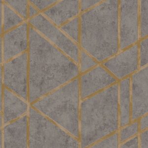 Bricoflor Art Déco Tapete in Betonoptik Taupe Vliestapete Geometrisches Muster in Gold Ideal für Wohnzimmer und Schlafzimmer