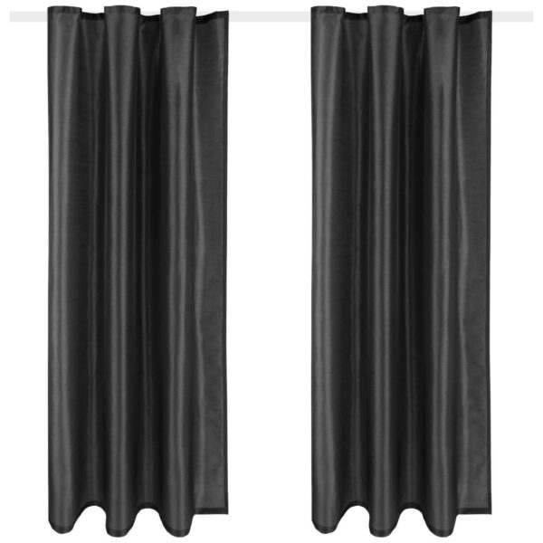 Arsvita 2er Pack Gardine Blickdicht Alessia mit Universalband 140 cm x 175 cm Schwarz