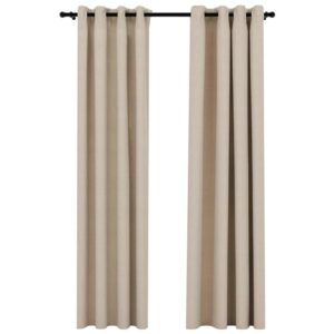 vidaXL Verdunkelungsvorhänge Ösen Leinenoptik 2 Stk Beige 140x245 cm