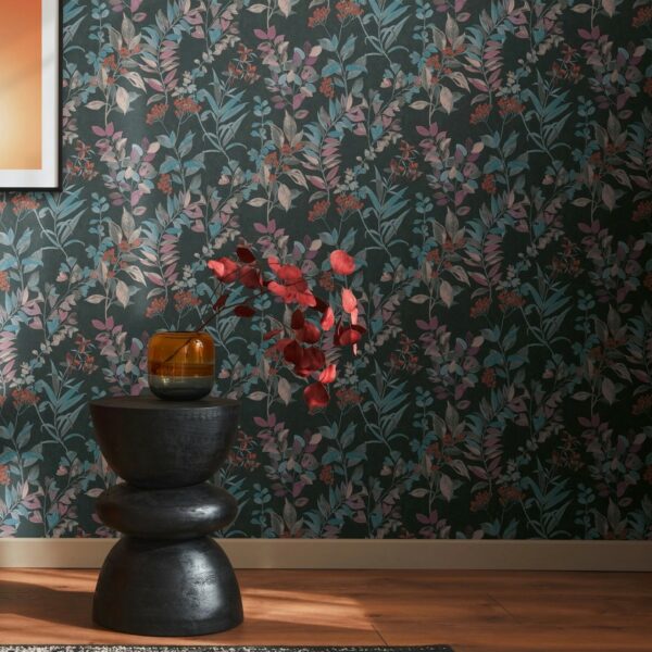 Bricoflor Schwarze Tapete Mit Blumen Gemalt Design Vliestapete Floral Glatte Wandtapete Ideal Für Wohnzimmer Und Schlafzimmer