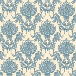 Bricoflor Barock Tapete für Wohnzimmer Elegant Neobarock Vliestapete mit Ornament in Creme Blau Französische Wandtapete mit Muster aus Vinyl