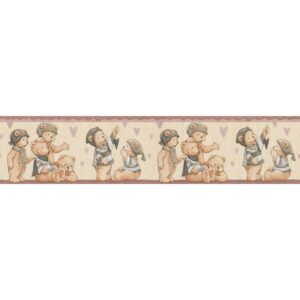 Bricoflor Selbstklebende Bordüre für Babyzimmer Tapetenbordüre mit Teddy Bären Kinderzimmer Tapetenborte in Beige Braun mit Vinyl