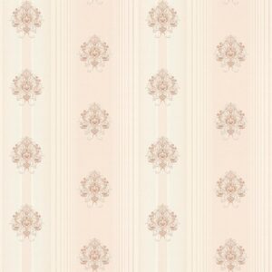 Bricoflor Rosa Barocktapete Elegant Ornament Tapete in Creme Hellrosa Ideal für Schlafzimmer und Esszimmer Romantische Barock Vliestapete mit Streifen