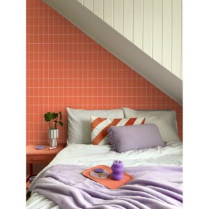 ESTAhome Tapete Kleine Fliesen Orange und Weiß 50 x 900 cm 139963