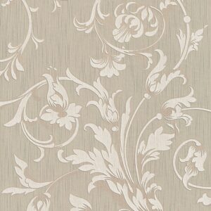 Bricoflor Barock Tapete Floral Beige Graue Vliestapete mit Ranken für Esszimmer und Wohnzimmer Vlies Textiltapete mit Blumen und Ornamenten