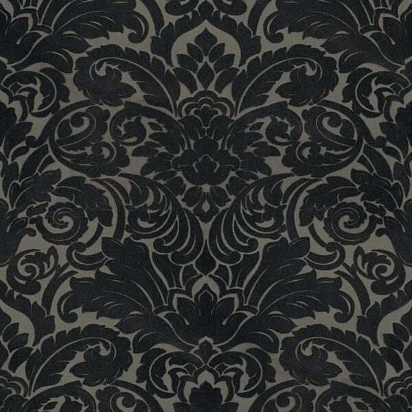 Bricoflor Neobarock Tapete in Schwarz Grau Vlies Barocktapete mit Samt Ornament in anthrazit Elegante Flock Wandtapete mit Barock Muster