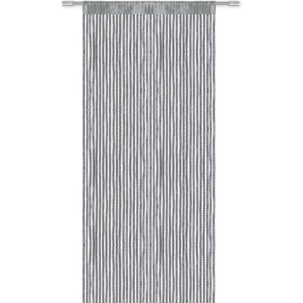 Bestlivings Metall Optik Fadenvorhang Trennvorhang Gardine Stangendurchzug ca. 90 cm x 200 cm Grau