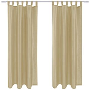 Arsvita 2er Pack Gardine Blickdicht Alessia mit Schlaufen 140 cm x 245 cm Taupe Hell