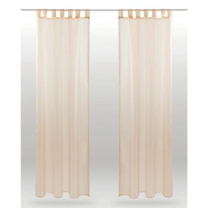 Bestlivings Dekoschal Noella Schlaufe Voile 2er Pack 140 cm x 175 cm + Raffhalter Beige