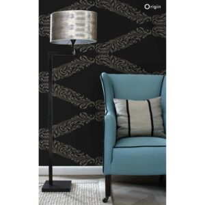 Origin Wallcoverings Tapete Ornamente Schwarz und Grau 53 cm x 10