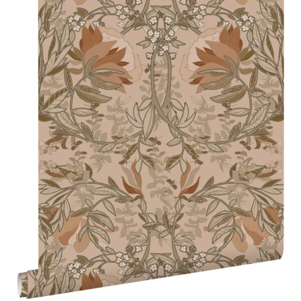 ESTAhome Tapete Blumenmuster Im Jugendstil Beige und Altrosa 0.53 x 10.05 m 139460