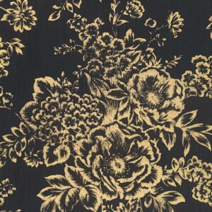 Bricoflor Textil Blumentapete Schwarz Gold Vlies Textiltapete mit Blumen im Barock Stil Elegant Florale Tapete mit Metallic Effekt für Wohnzimmer