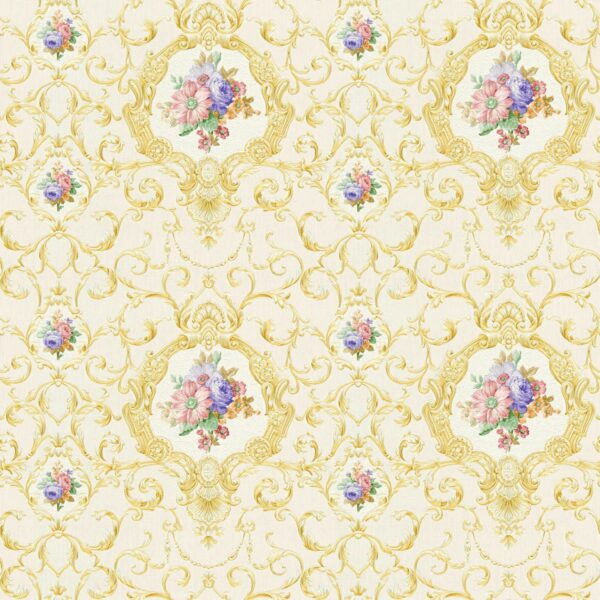 Tadessi Tapete Barock Raffaele M1 No 2479 Vliestapete Gold Rosa Ornament Klassik Blumen