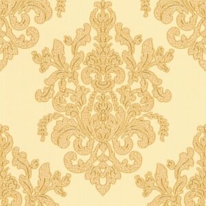 Bricoflor Goldene Tapete Opulent Neobarock Vliestapete mit Barock Muster in Gold für Wohnzimmer und Schlafzimmer Elegante Vlies Wandtapete mit Vinyl