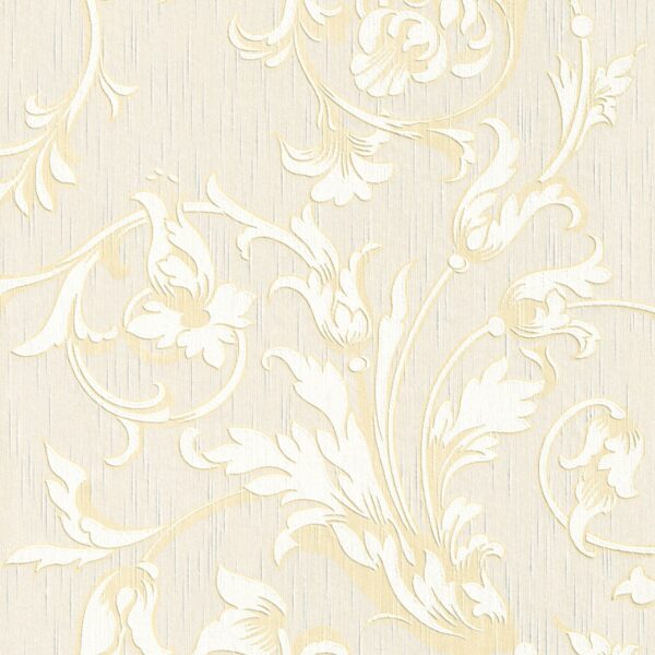 Bricoflor Vlies Textiltapete Elegant Französische Ranken Vliestapete in Creme Weiß für Schlaf und Wohnzimmer Helle Textil Tapete mit Ornament Floral