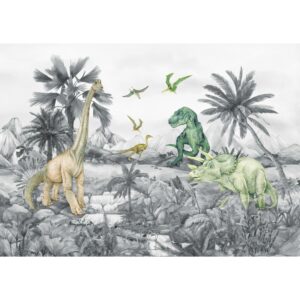 Sanders & Sanders Poster Dinosaurier Grau 1.1 x 1.55 m 601243