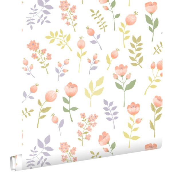 ESTAhome Tapete Blumen Pastell-Farben 50 x 900 cm 139976