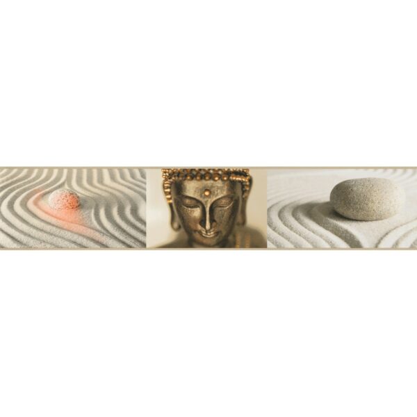 Bricoflor Wellness Tapeten Bordüre Buddha Tapetenbordüre mit Steinen in  Sand Ideal für Schlafzimmer und Badezimmer Selbstklebende Wandbordüre  Beige