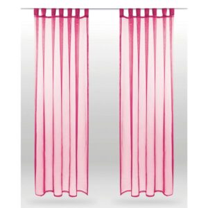 Bestlivings Dekoschal Noella Schlaufe Voile 2er Pack 140 cm x 245 cm + Raffhalter Pink