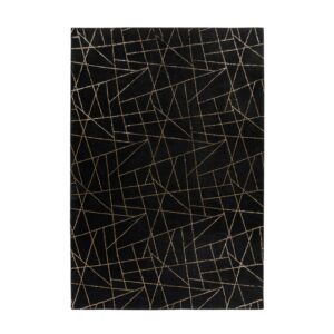 MeGusta Kurzflor Teppich Modern Schwarz - Gold 160x230 cm Magdalena