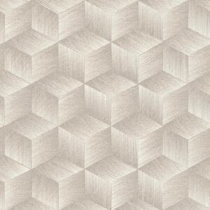 Bricoflor 3D Würfel Tapete in Beige Weiß Ideal für Büro und Schlafzimmer Moderne Vliestapete Geometrische Muster Gezeichnet